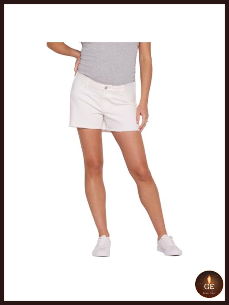Under The Belly Cutoff Denim Pregnancy Shorts With Side Elastic Panels